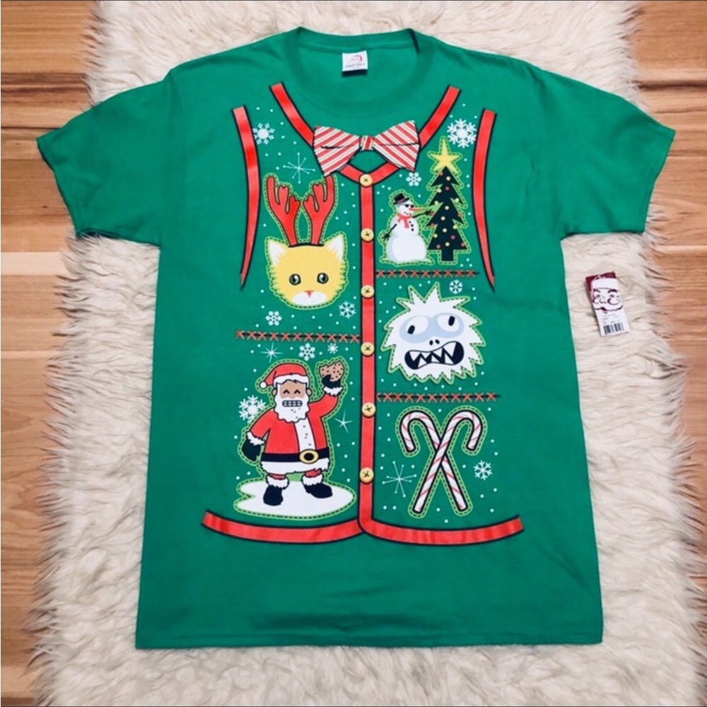 Ugly Christmas Holiday Novelty Tee NEW